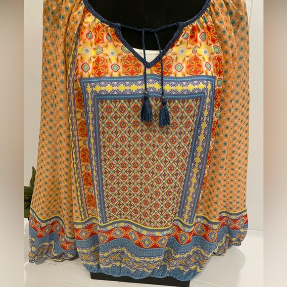 NWT 🌟New Directions Print Sheer/ Chambry L/S Top /Blouse Women’s Size XL - Picture 14 of 14